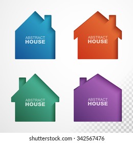 Set of colorful houses icons. Easy to change colors and can be used on any background color.