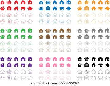 Set of colorful houses icons. Global colors - easy to change.