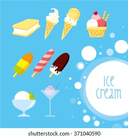 Set of colorful ice cream.
