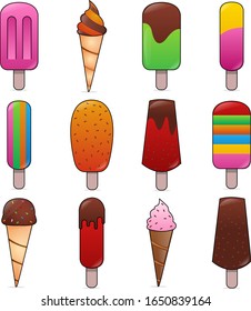 set of colorful ice cream design