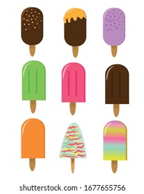 Set of colorful ice cream flavor on white
