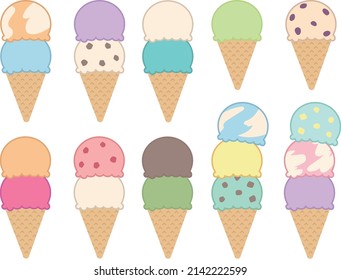 Set of colorful ice cream illustrations