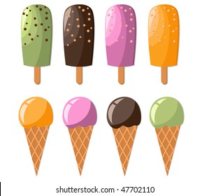 Set of colorful ice creams