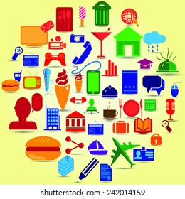 set of colorful icon