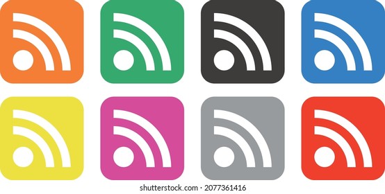 A set of colorful icons about RSS and RSS readers.