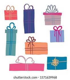 Set of colorful icons of gift boxes