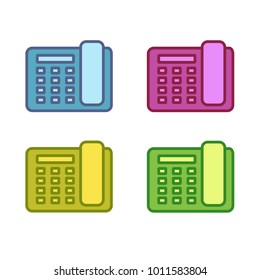 Set of colorful icons of local office telephone