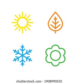 A set colorful icons seasons  The seasons    winter  spring  summer   autumn  Weather forecast sign  Season simple elements concept   