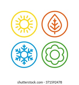 A set of colorful icons of seasons. The seasons - winter, spring, summer and autumn. - Shutterstock ID 371592478