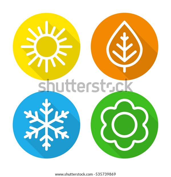 Set Colorful Icons Seasons Seasons Winter Stock Vector (Royalty Free ...