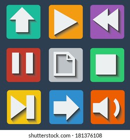 Set of colorful icons with shadow for various applications in the vector