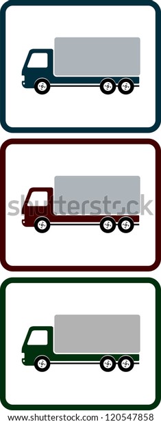 set of colorful icons with shipping truck\
for transportation