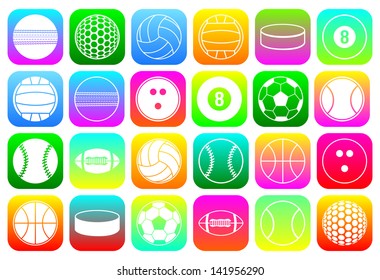 set of colorful icons of sports balls