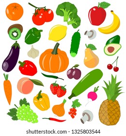 Set Vegetarian Food Vector Vegetarian Organic Stock Vector (Royalty ...