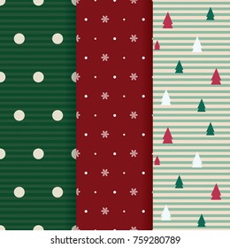 Set of colorful illustration seamless Christmas patterns for gift wrapping paper