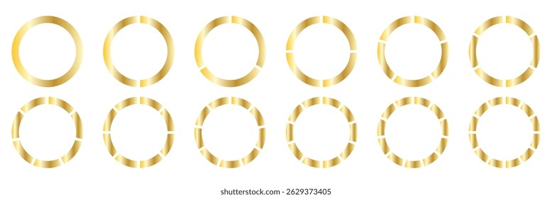 Set of colorful info Pie charts or Segment of circle element icons, Modern flat design infographics template. Segmented circles. Colorful icons.