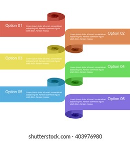 Set of Colorful Info-graphic Scrolls  Isolated on White. Spiral  Options Banners. Templates for  Banners, Badges, Posters and Stickers . Vector Illustration.