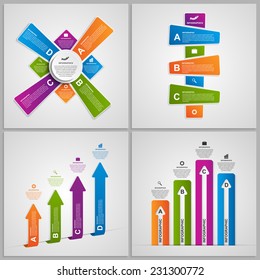 Set colorful infographics design elements. Vector illustration.
