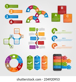 Set colorful infographics design elements. Vector illustration.