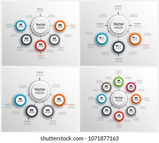 Set of colorful infographics template with steps, options. For infographic, banner, web design,presentation. Vector Eps 10