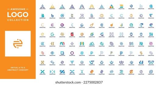 Set of colorful initial letter a to z logo design template.