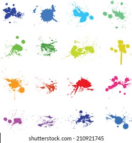 Set Of Colorful Ink Paint Splat Vector Illustration