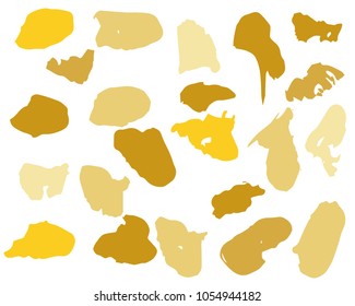 Set of colorful ink vector stains. Grunge brush collection isolated on white