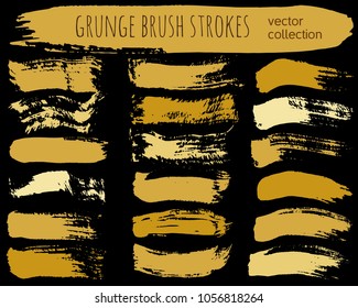 Set of colorful ink vector stains. Grunge brush collection isolated on black