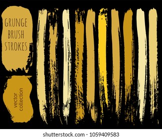 Set of colorful ink vector stains. Grunge brush collection isolated on black