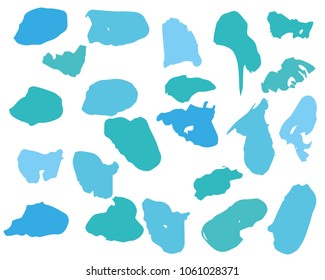 Set of colorful ink vector stains. Grunge brush collection isolated on white