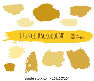 Set of colorful ink vector stains. Grunge brush collection isolated on white