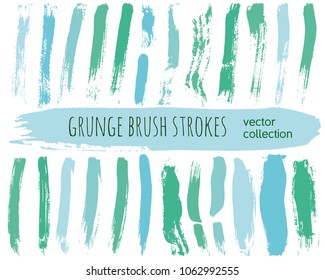 Set of colorful ink vector stains. Grunge brush collection isolated on white