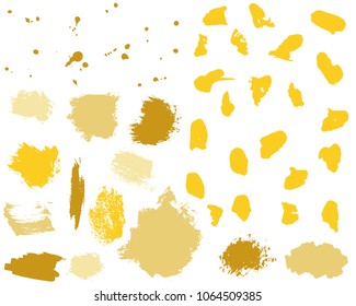 Set of colorful ink vector stains. Grunge brush collection isolated on white