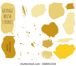 Set of colorful ink vector stains. Grunge brush collection isolated on white