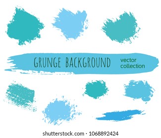 Set of colorful ink vector stains. Grunge brush collection isolated on white