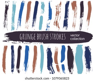 Set of colorful ink vector stains. Grunge brush collection isolated on white