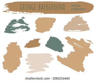 Set of colorful ink vector stains. Grunge brush collection isolated on white