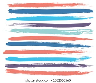 Set of colorful ink vector stains. Grunge brush collection isolated on white