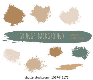 Set of colorful ink vector stains. Grunge brush collection isolated on white