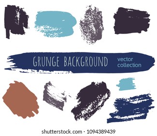 Set of colorful ink vector stains. Grunge brush collection isolated on white