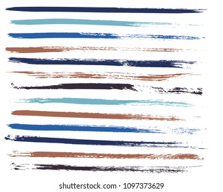 Set of colorful ink vector stains. Grunge brush collection isolated on white