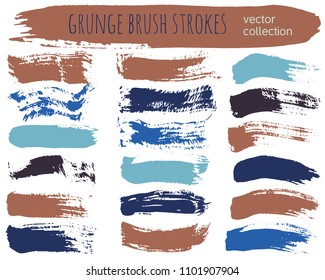 Set of colorful ink vector stains. Grunge brush collection isolated on white