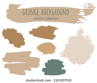 Set of colorful ink vector stains. Grunge brush collection isolated on white