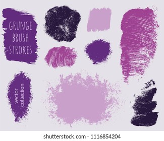 Set of colorful ink vector stains. Grunge brush collection