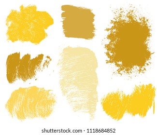 Set of colorful ink vector stains. Grunge brush collection isolated on white