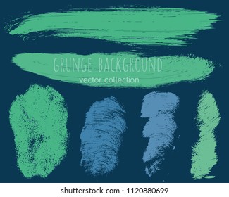 Set of colorful ink vector stains. Grunge brush collection