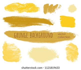 Set of colorful ink vector stains. Grunge brush collection isolated on white