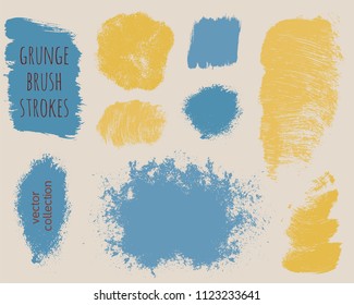 Set of colorful ink vector stains. Grunge brush collection