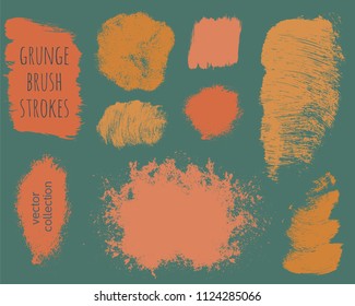 Set of colorful ink vector stains. Grunge brush collection