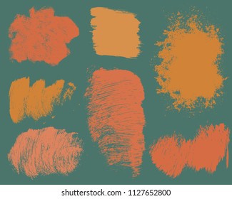 Set of colorful ink vector stains. Grunge brush collection